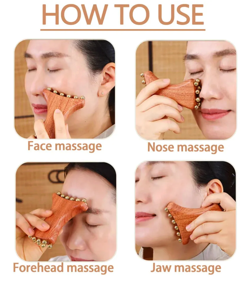 Facial Massage Roller with 20 Brass Beads