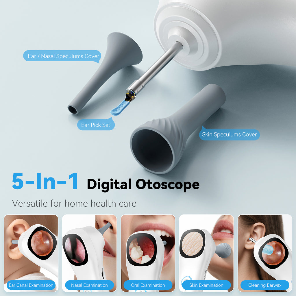 Smart Ear Wax Removal Tool — 5-in-1 Digital Otoscope with Camera & Display