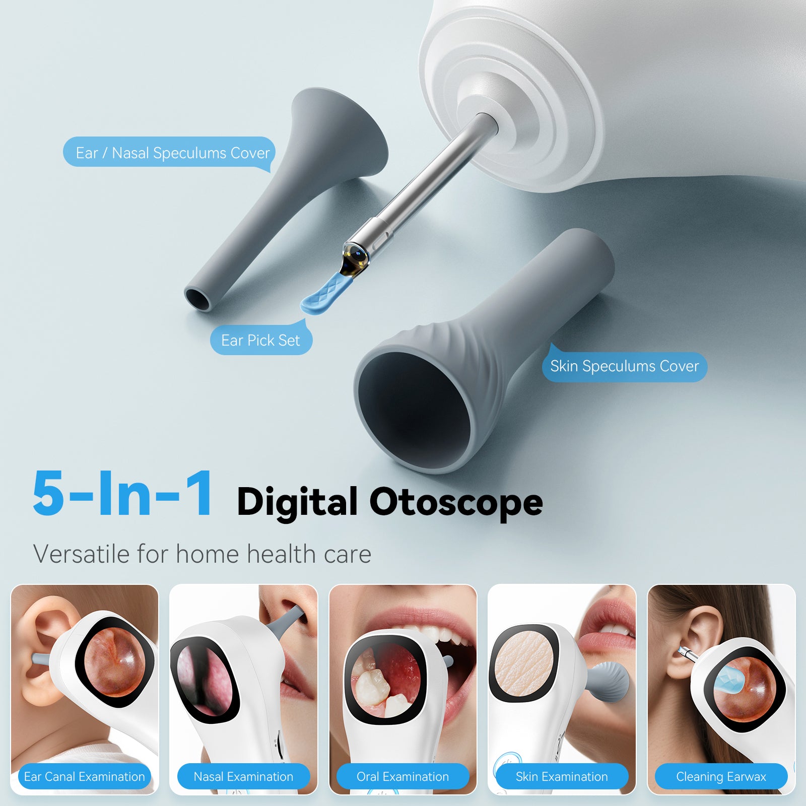 Smart Ear Wax Removal Tool — 5-in-1 Digital Otoscope with Camera & Display