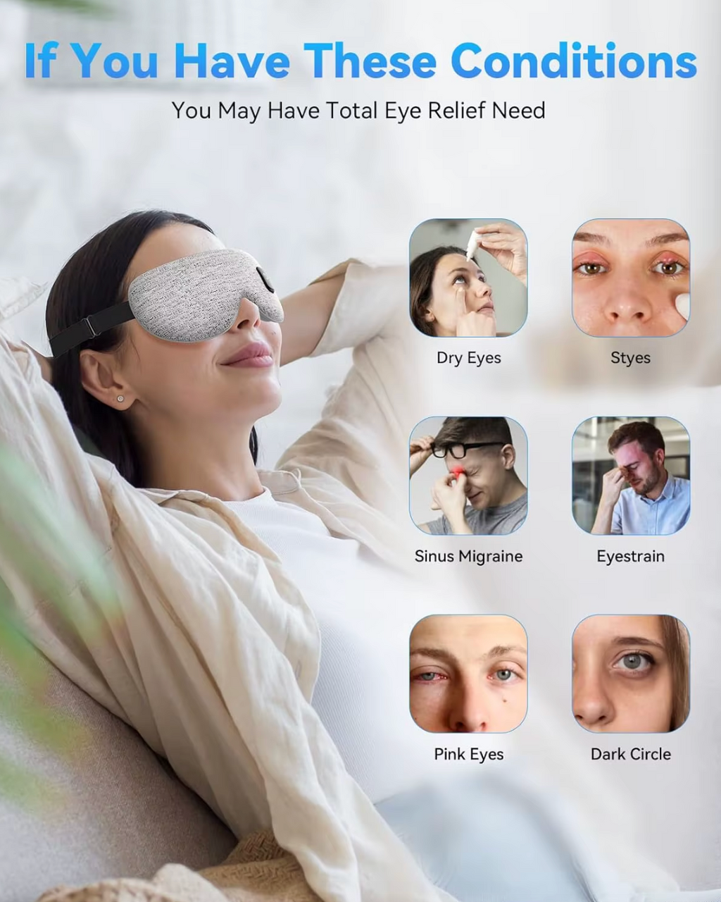 Cordless Heated Eye Mask — Aankhon Ka Dard Hatao, Neend Badhao!