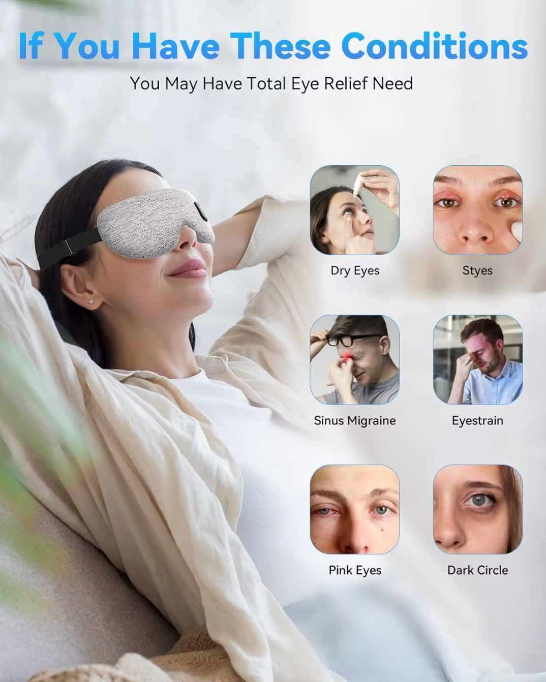 Cordless Heated Eye Mask — Aankhon Ka Dard Hatao, Neend Badhao!