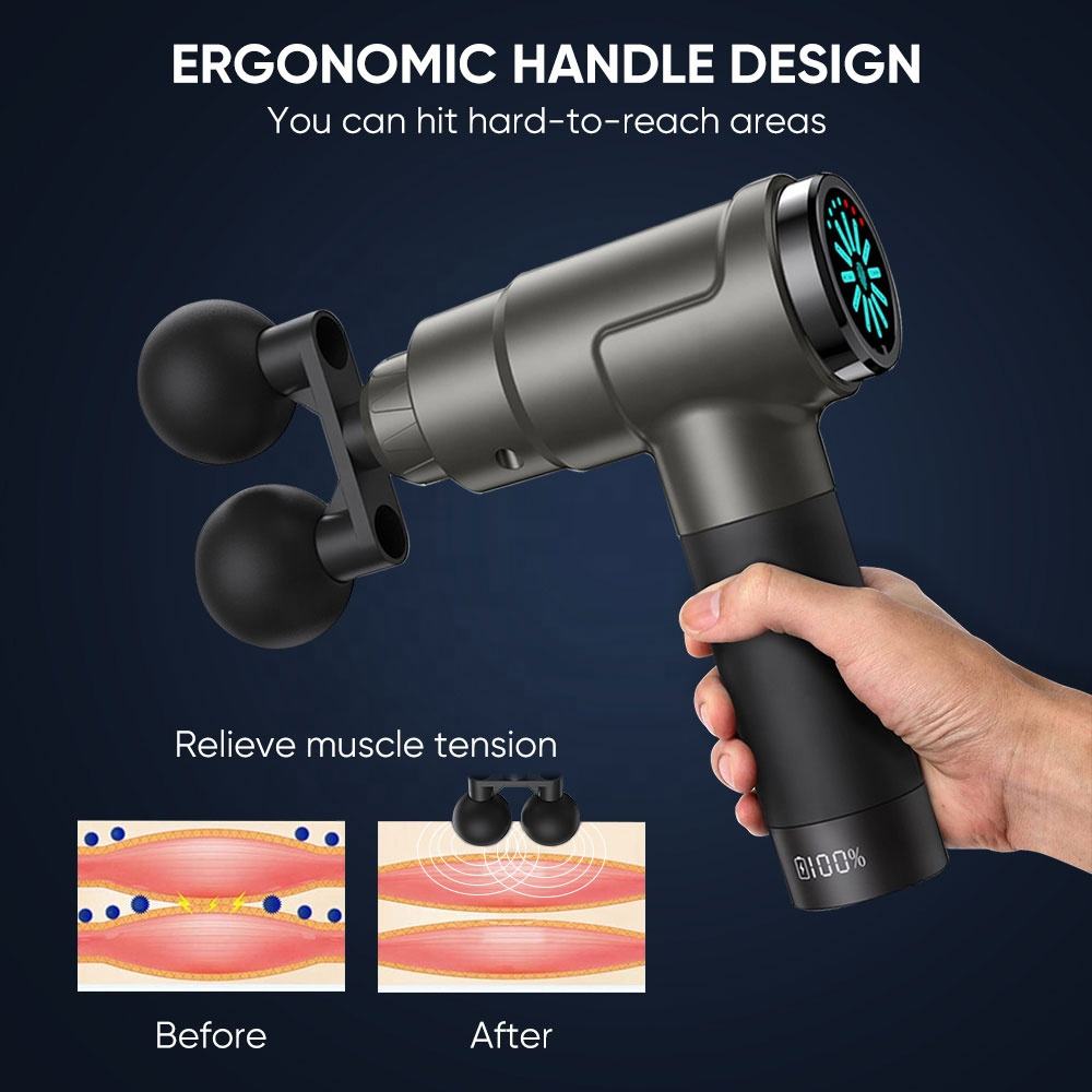Double Head Deep Tissue Massager Gun — Dual Percussion Therapy with Touch Control