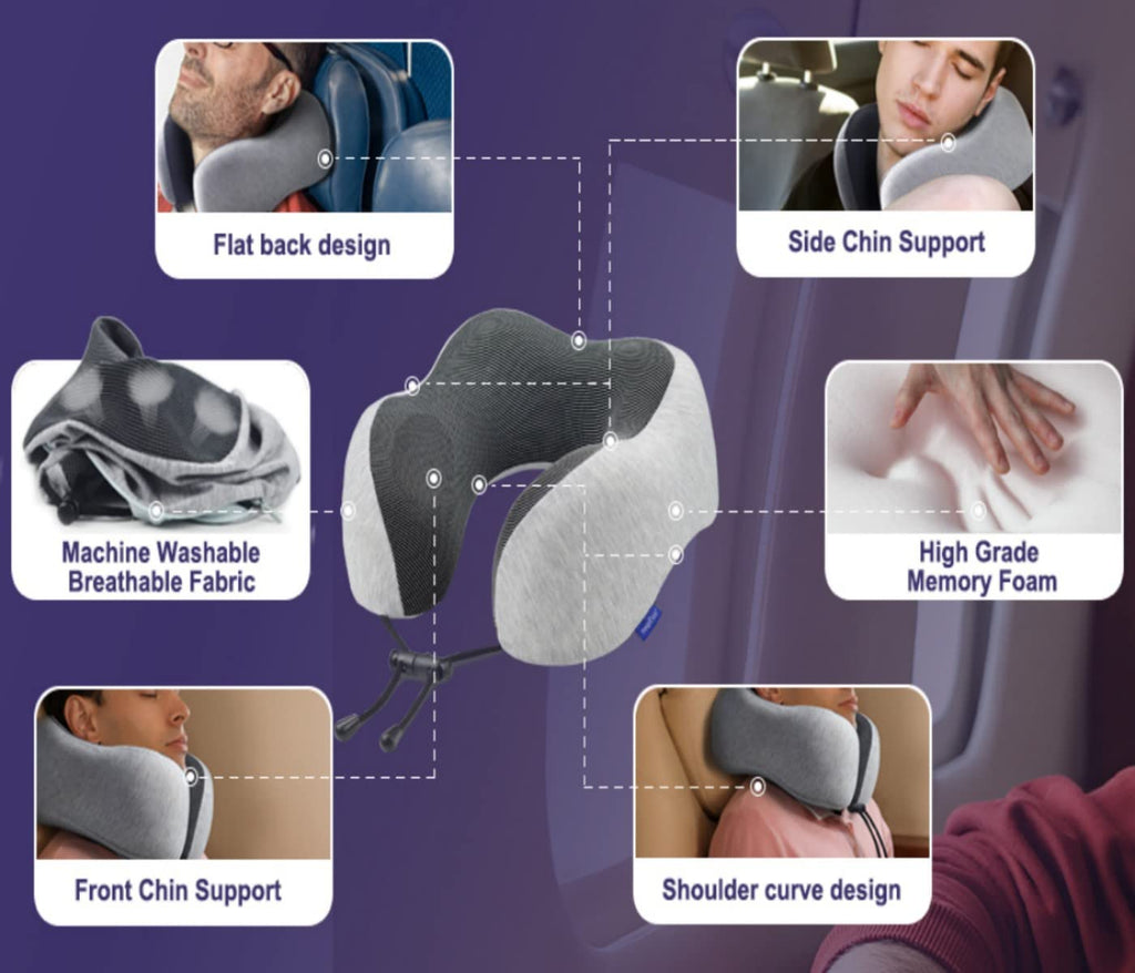 Memory Foam Travel Pillow Set — Gardan Dard Se Azaadi, Neend Mein Sukoon!
